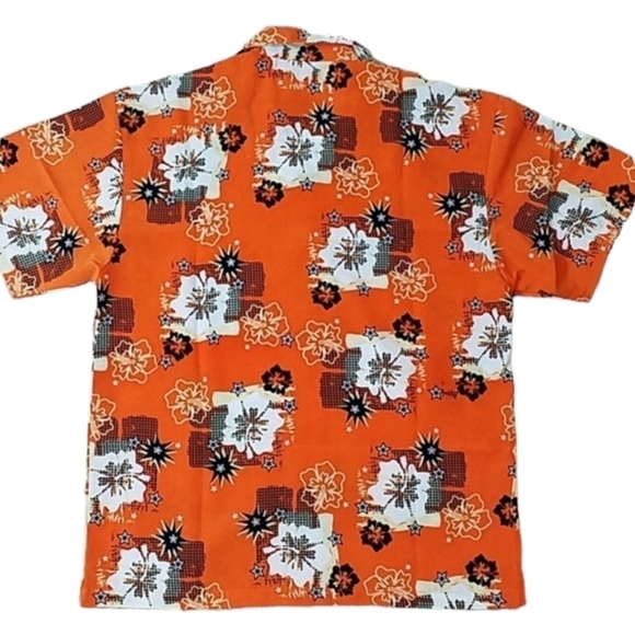 Pineapple Connection ~Youth Size L~ Orange Short Sleeve Button-Up Shirt. - Picture 6 of 7